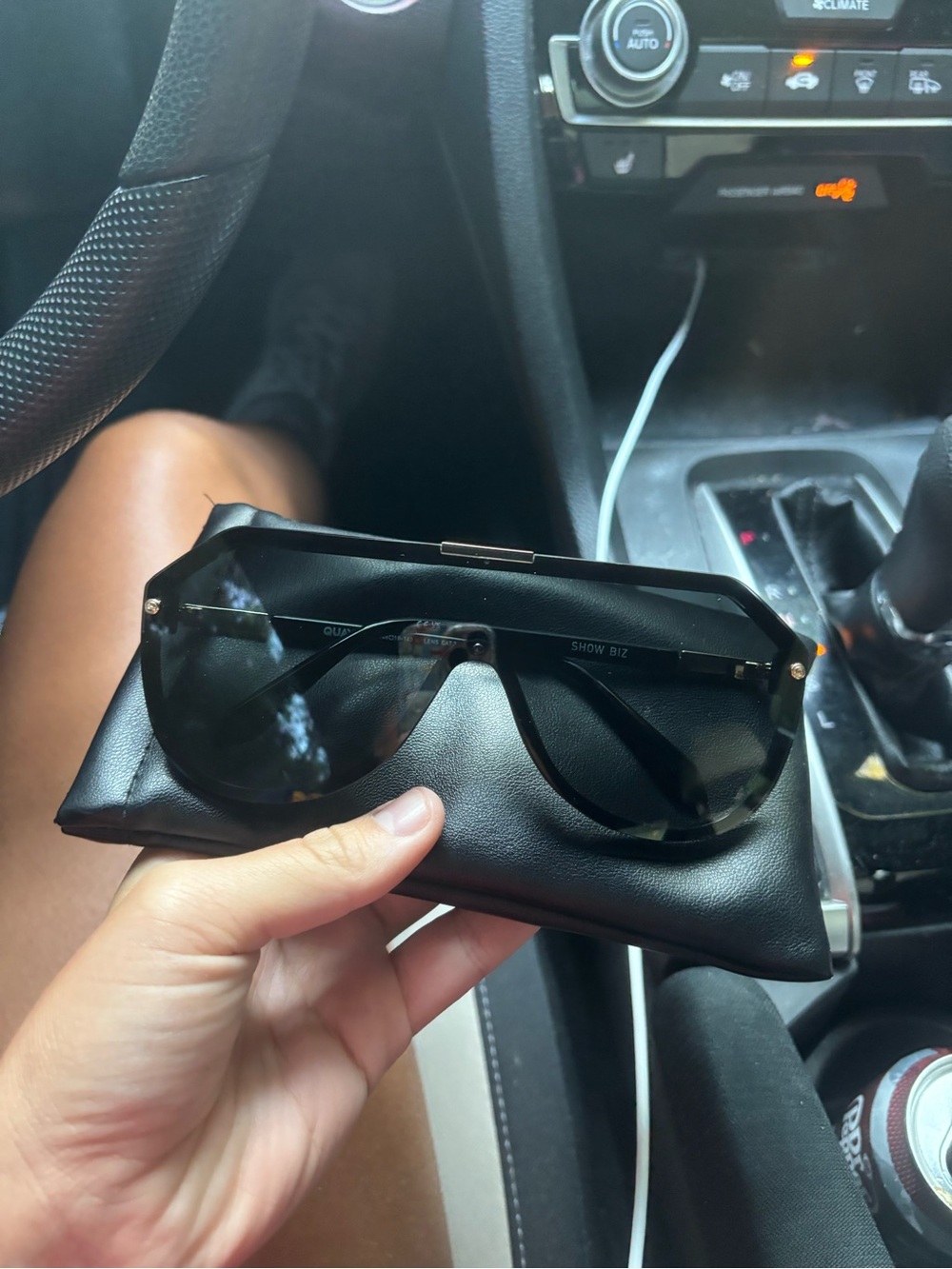 Quay Australia Black Shield Sunglasses with Gold Accents